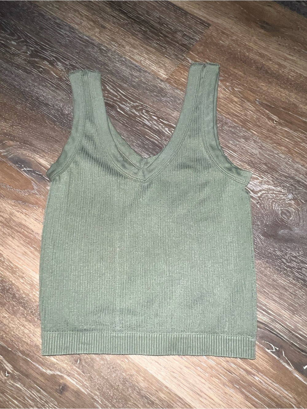 Rue21 Olive Ribbed V-Neck Tank
